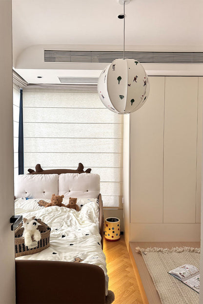 Fabric Embroidery Round Pendant Lamp - view 6 | morylighting