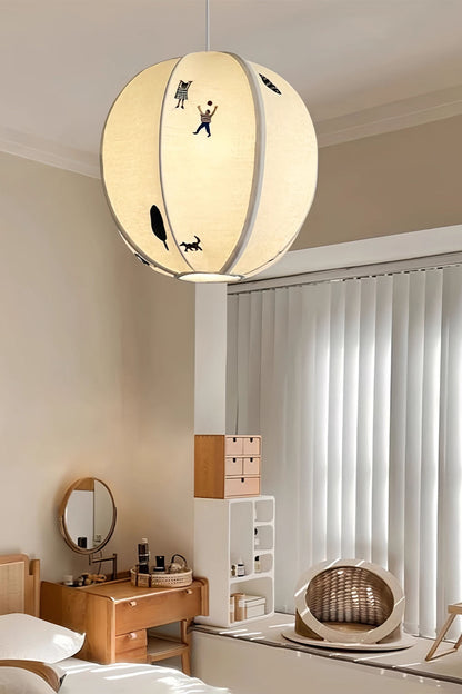 Fabric Embroidery Round Pendant Lamp - view 8 | morylighting