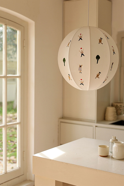 Fabric Embroidery Round Pendant Lamp - view 9 | morylighting