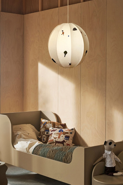 Fabric Embroidery Round Pendant Lamp - view 10 | morylighting