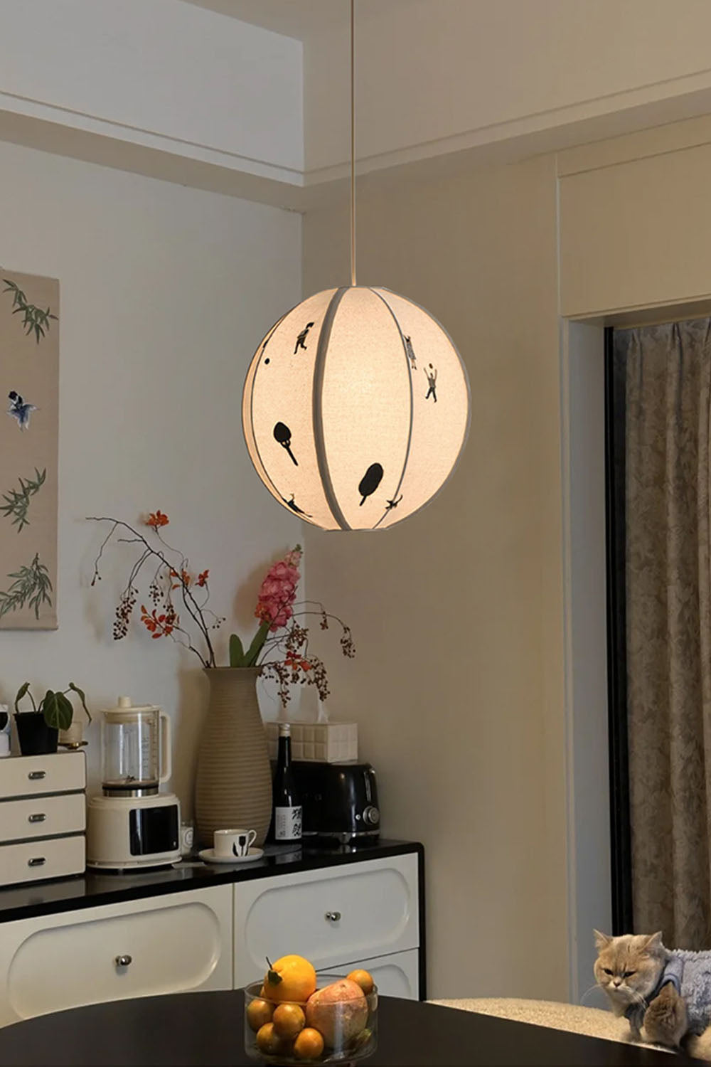 Fabric Embroidery Round Pendant Lamp - view 11 | morylighting