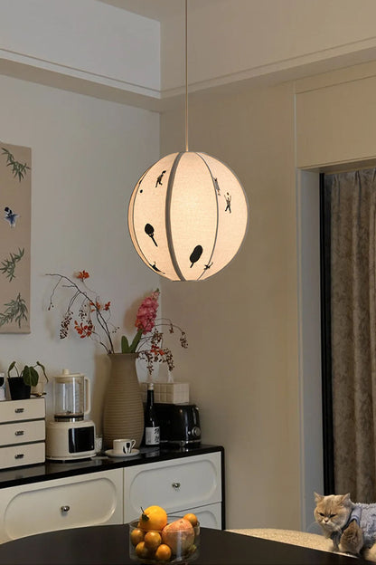 Fabric Embroidery Round Pendant Lamp - view 11 | morylighting