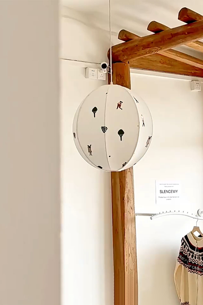 Fabric Embroidery Round Pendant Lamp - view 14 | morylighting
