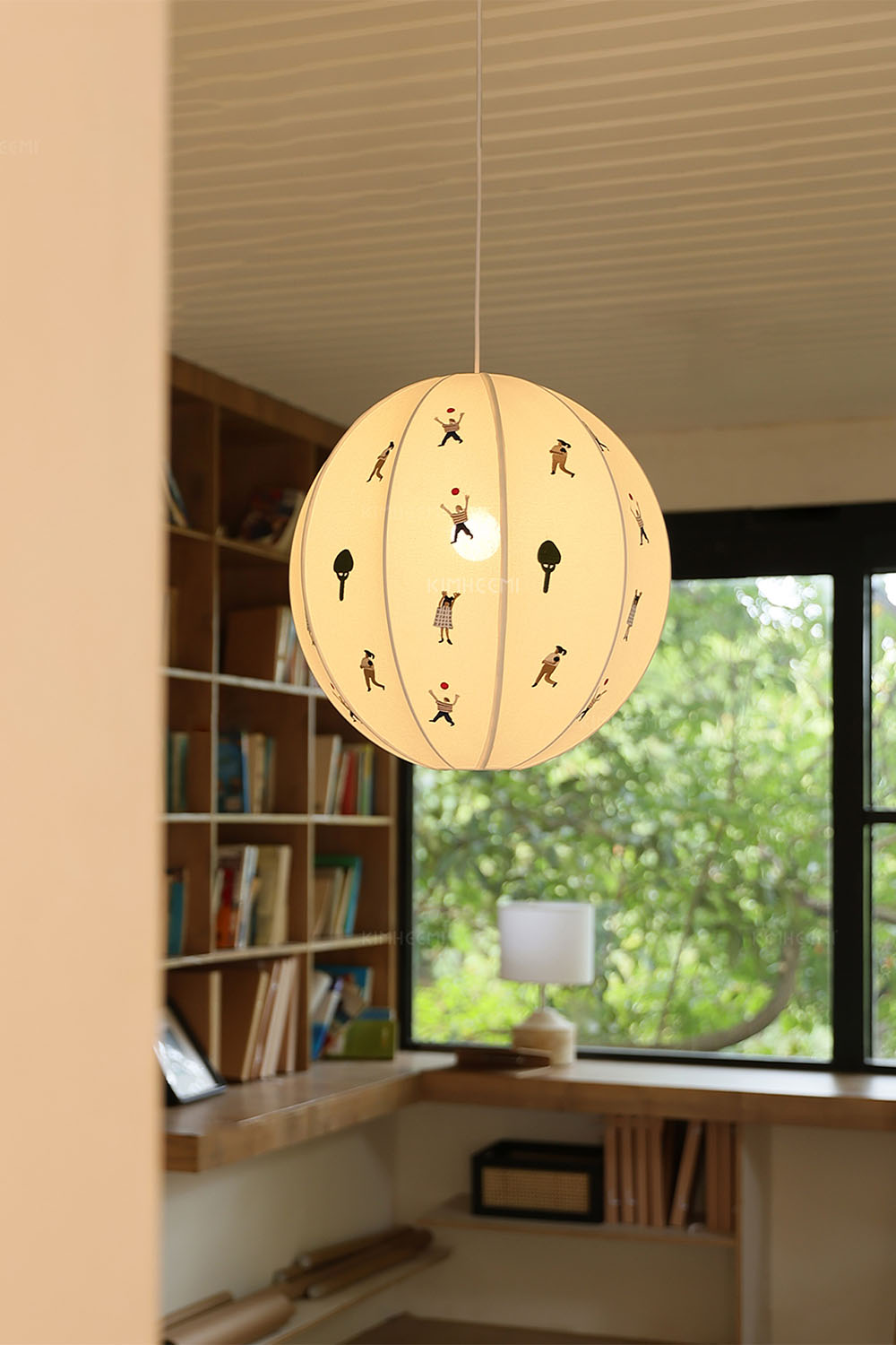 Fabric Embroidery Round Pendant Lamp - view 3 | morylighting