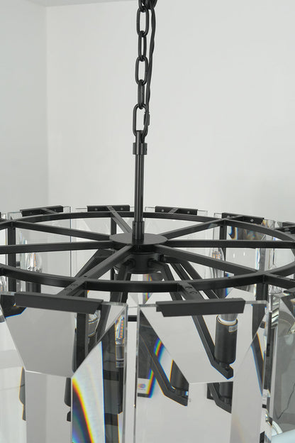 Faceted Crystal Halo Chandelier |Iron detail | vexa lamps