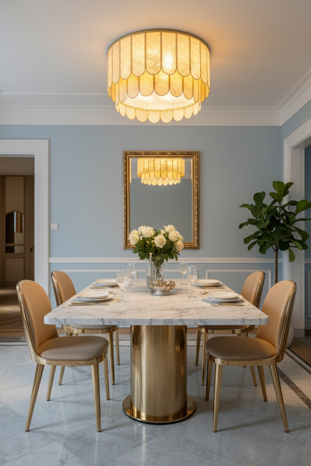 Faceted Shell Bloom Ceiling Light - view 2 | morylighting