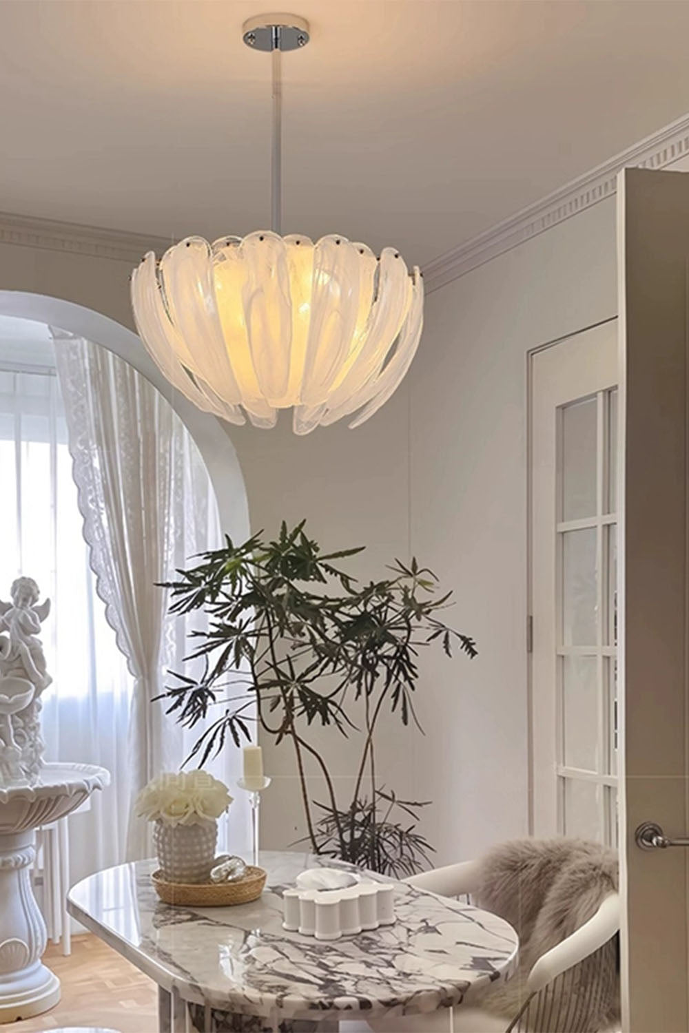 Feather Glass Chandelier - view 3 | morylighting
