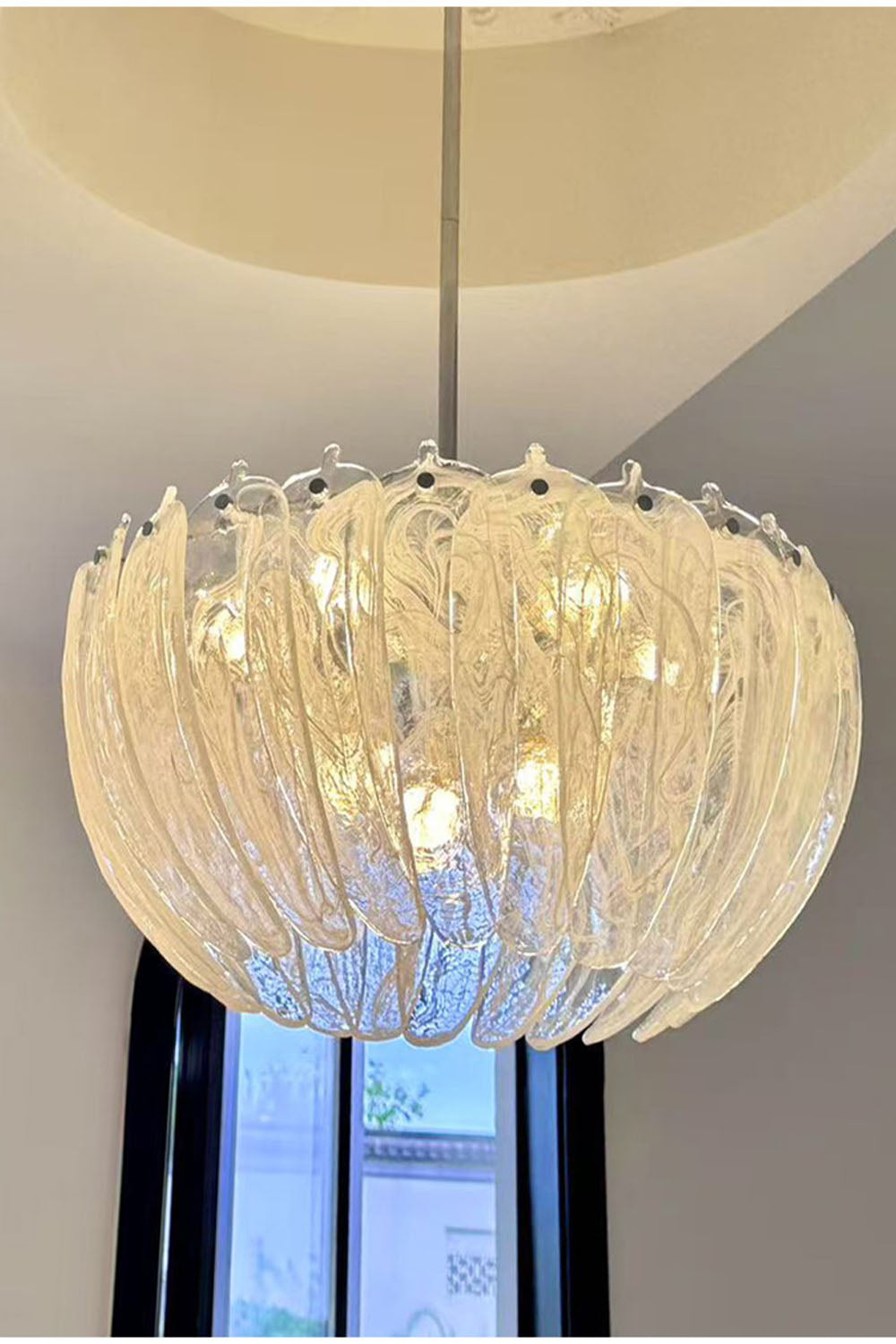 Feather Glass Chandelier - view 12 | morylighting