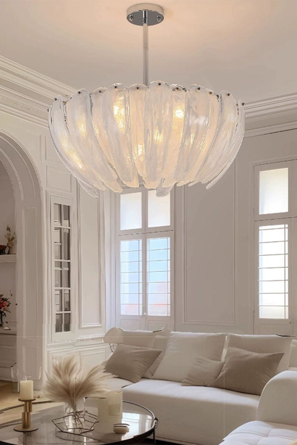 Feather Glass Chandelier - view 10 | morylighting