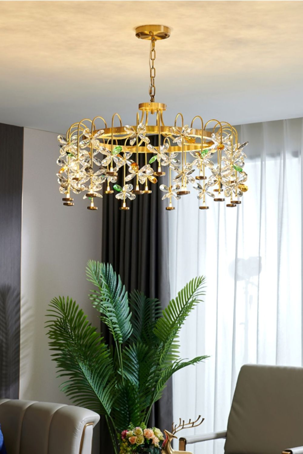 Floral-Inspired Flower Crystal Chandelier - morylighting
