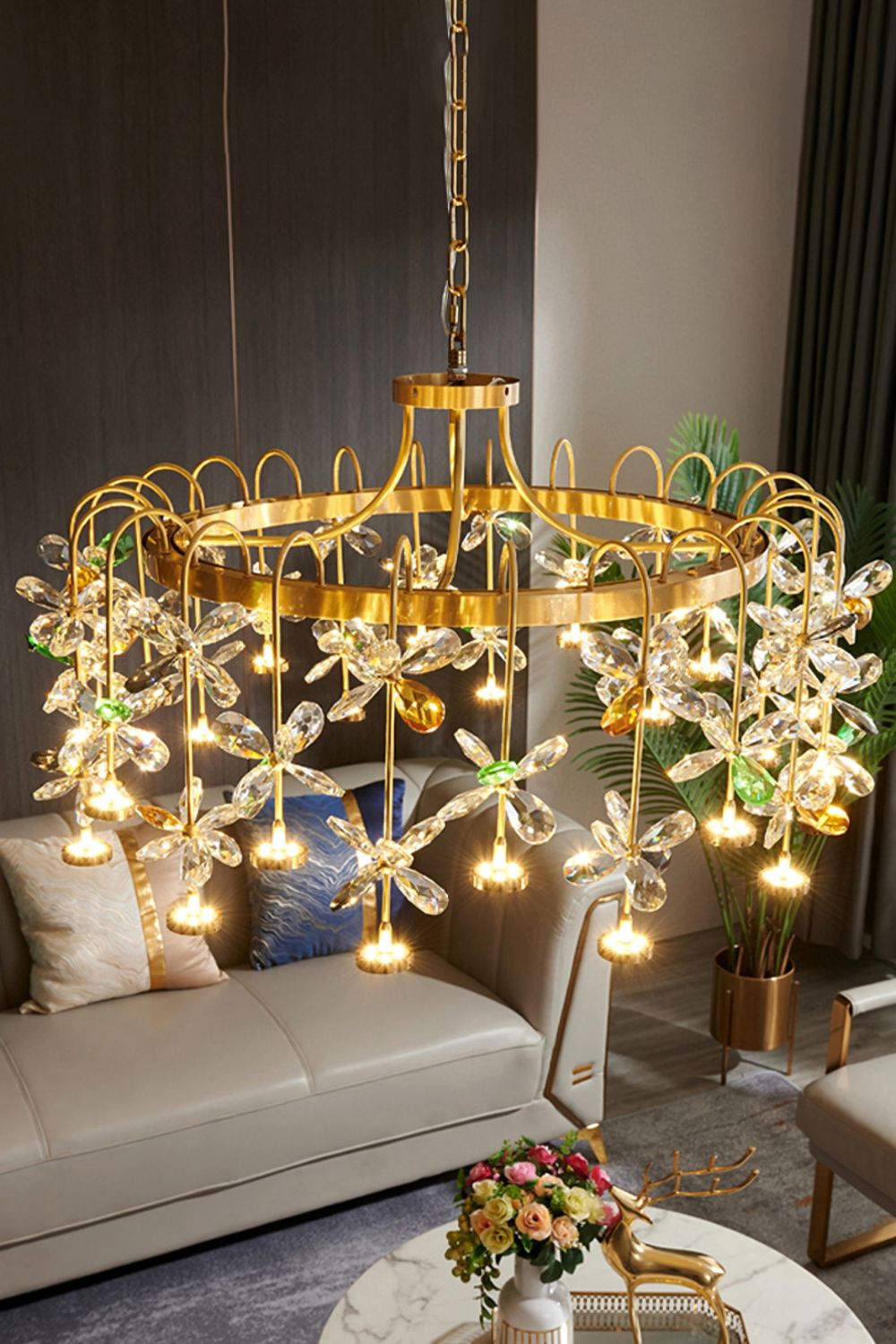 Floral-Inspired Flower Crystal Chandelier - morylighting