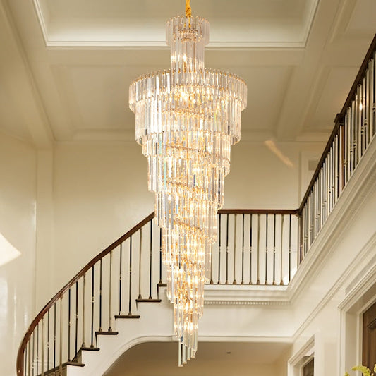Morylighting Grand Tiered Spiral Foyer Chandelier - formal American dining room