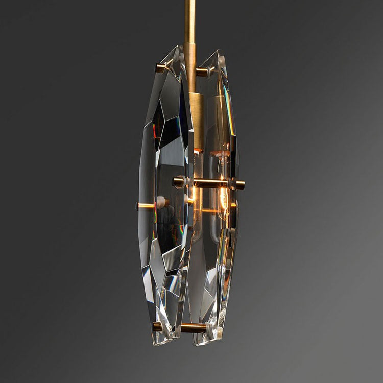Corin Modern Faceted Smoke Crystal Pendant Light