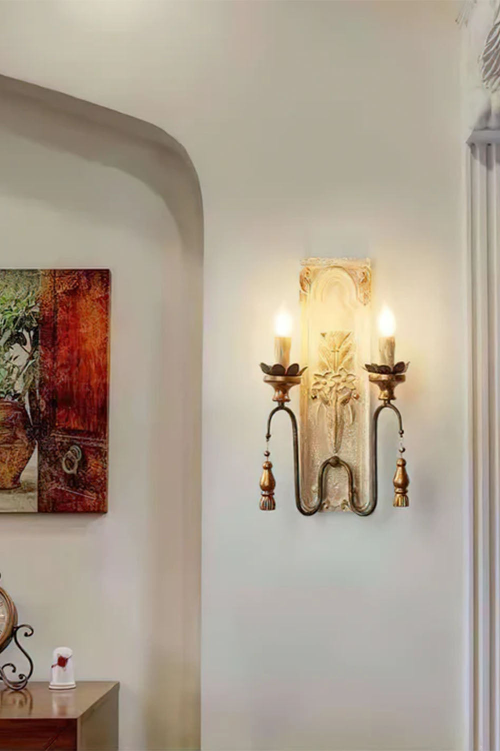 French Country Wooden Wall Lamp - view 4 | morylighting