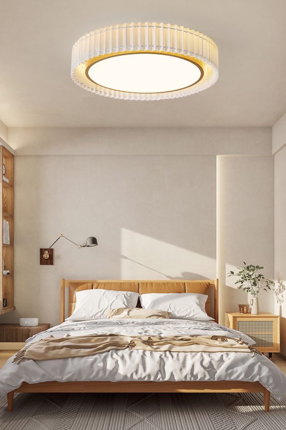Round French Pastoral Pleated Fabric Ceiling Lamp - view 6 | morylighting