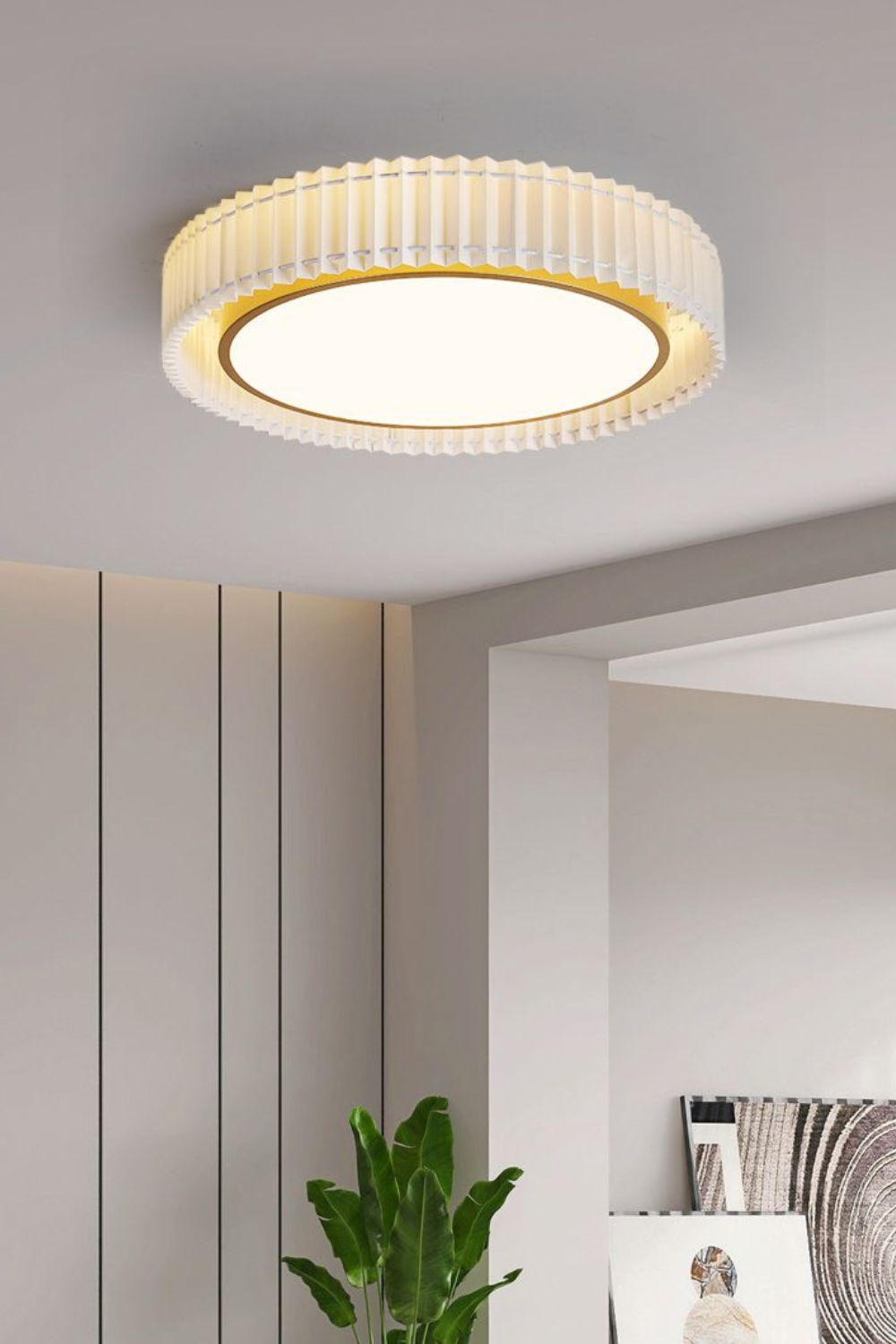 Round French Pastoral Pleated Fabric Ceiling Lamp - view 8 | morylighting