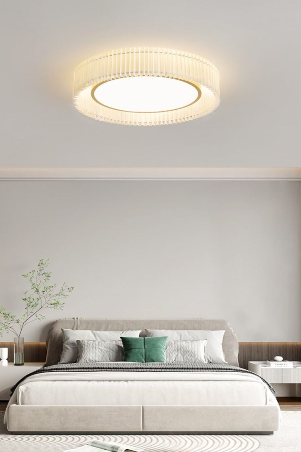 Round French Pastoral Pleated Fabric Ceiling Lamp - view 7 | morylighting