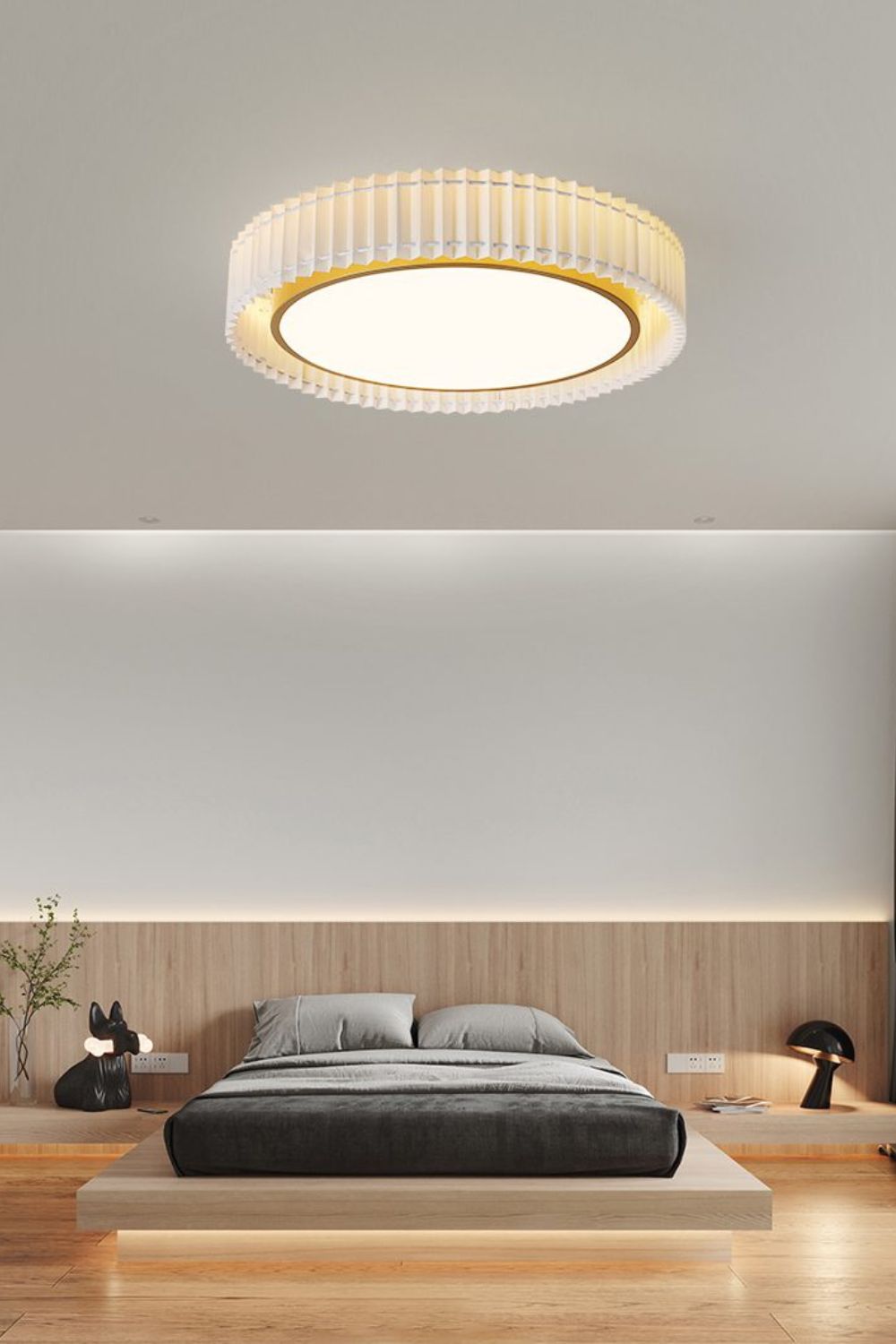 Round French Pastoral Pleated Fabric Ceiling Lamp - view 9 | morylighting