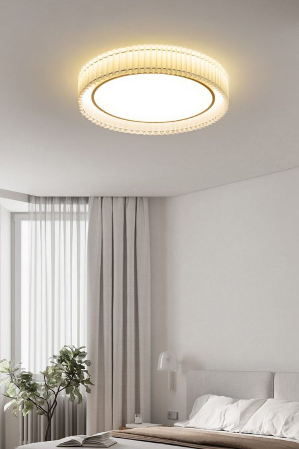 Round French Pastoral Pleated Fabric Ceiling Lamp - view 12 | morylighting