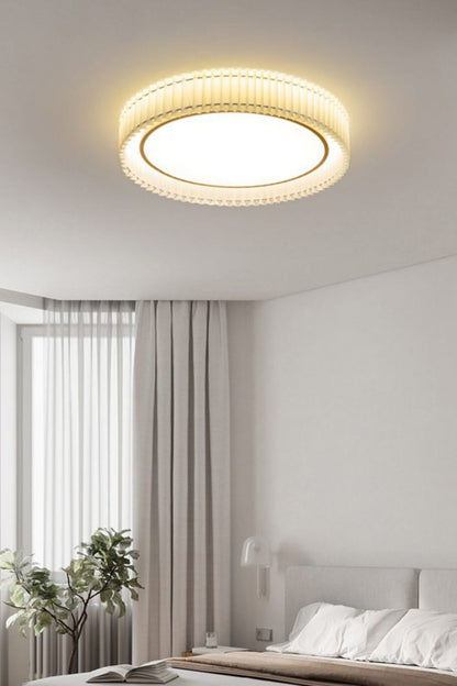 Round French Pastoral Pleated Fabric Ceiling Lamp - view 12 | morylighting