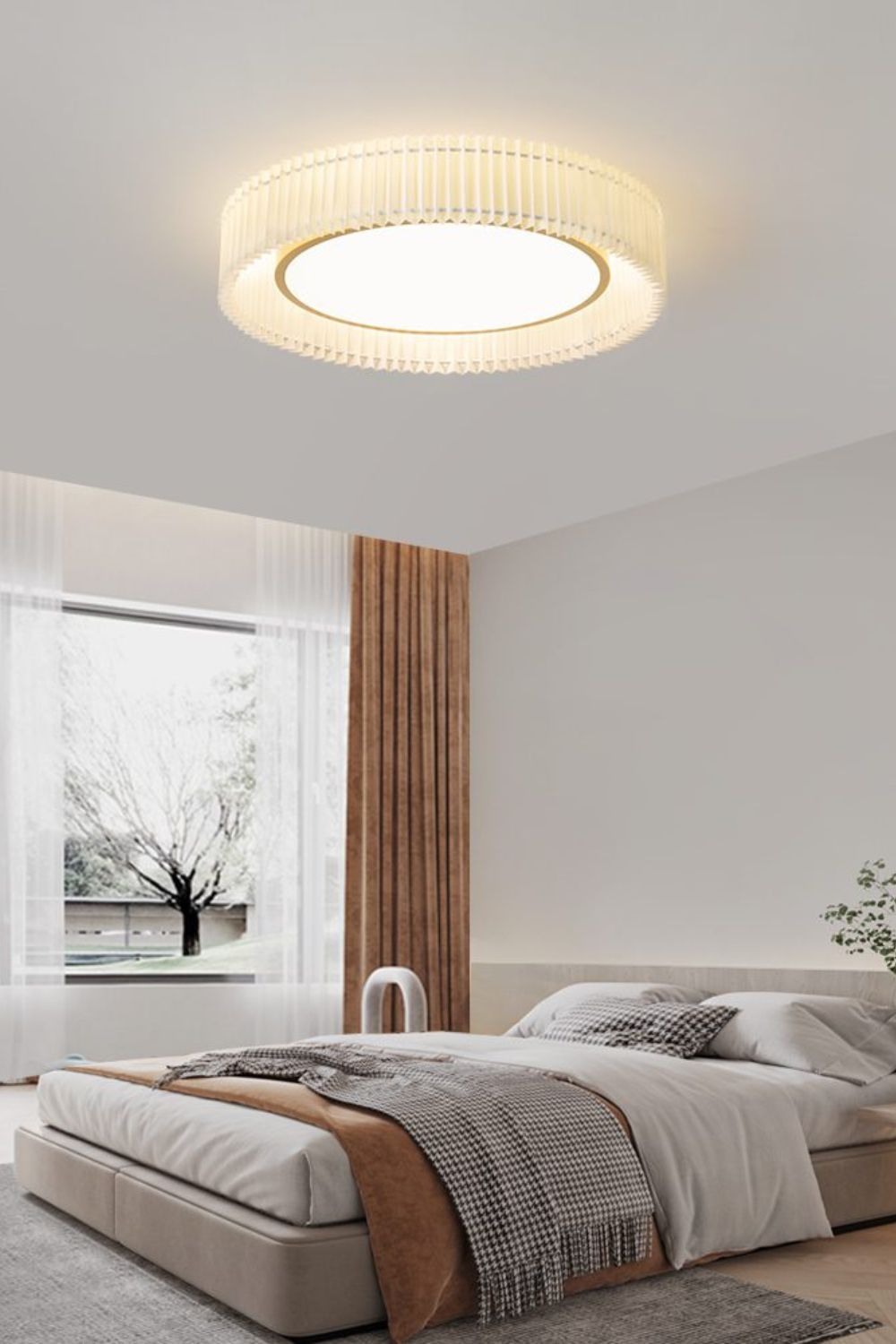 Round French Pastoral Pleated Fabric Ceiling Lamp - view 13 | morylighting