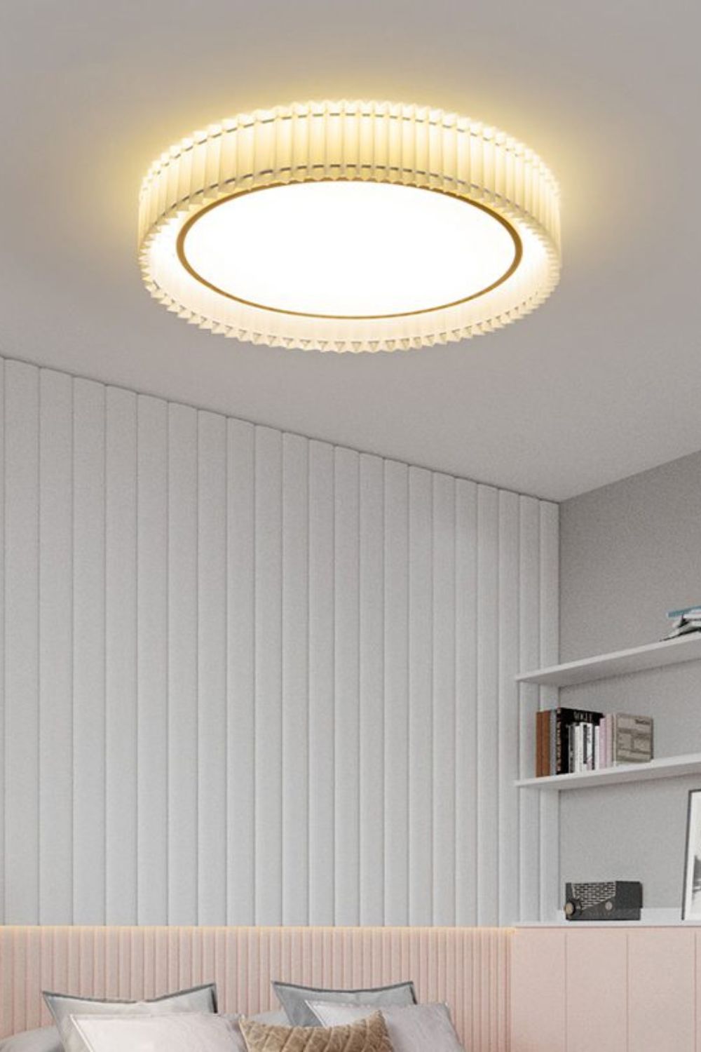 Round French Pastoral Pleated Fabric Ceiling Lamp - view 14 | morylighting