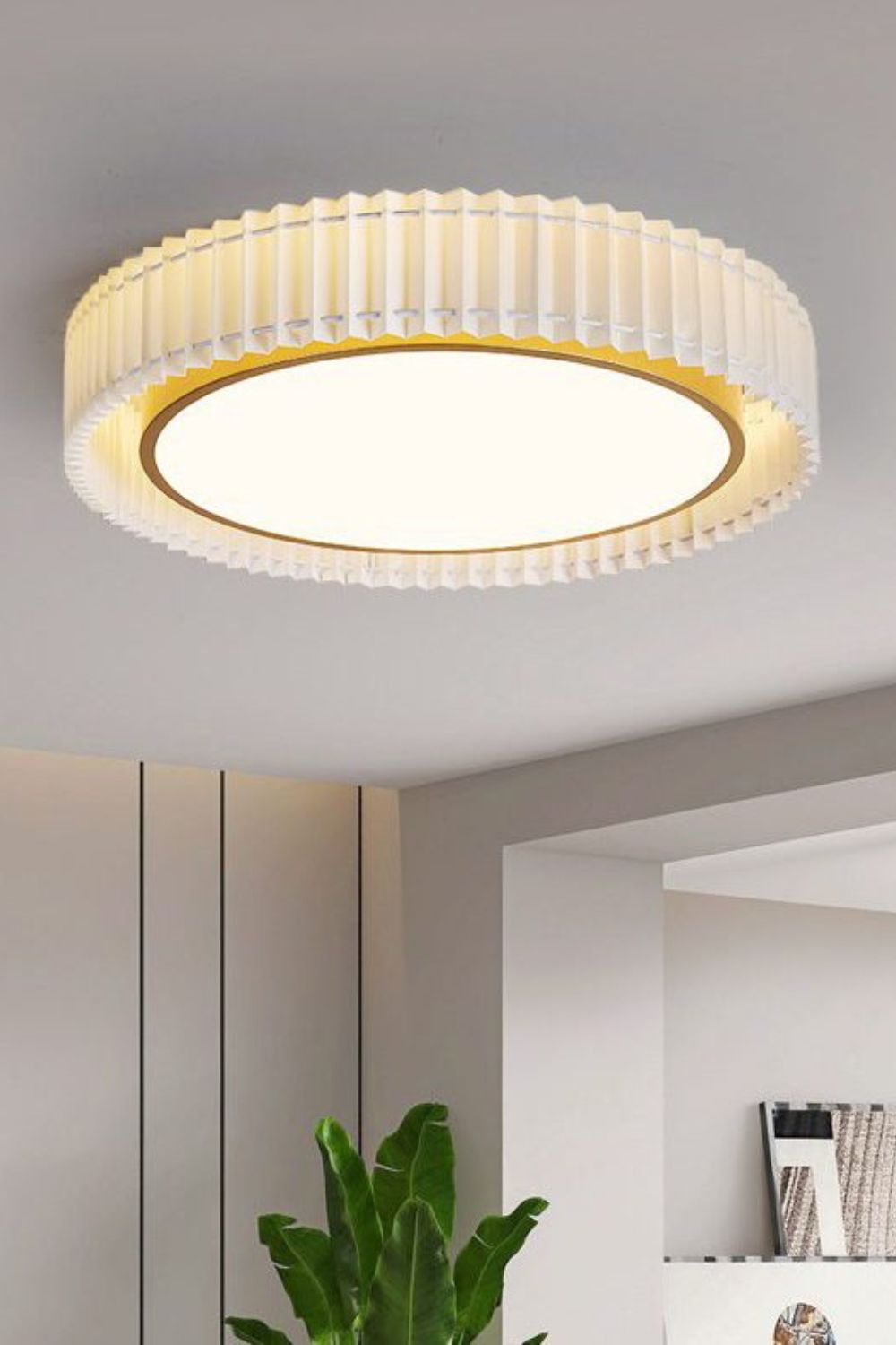 Round French Pastoral Pleated Fabric Ceiling Lamp - view 15 | morylighting