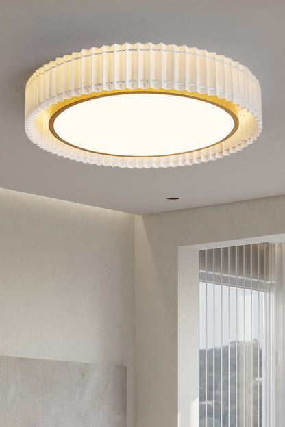 Round French Pastoral Pleated Fabric Ceiling Lamp - view 4 | morylighting