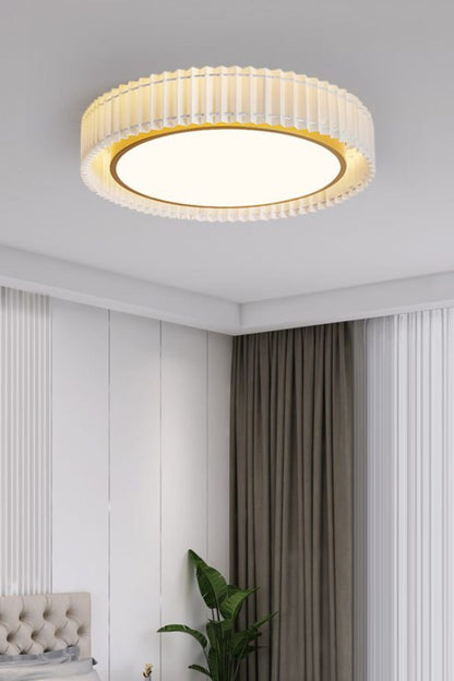Round French Pastoral Pleated Fabric Ceiling Lamp - view 3 | morylighting