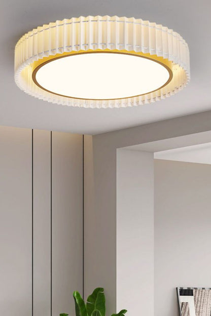 Round French Pastoral Pleated Fabric Ceiling Lamp - view 5 | morylighting