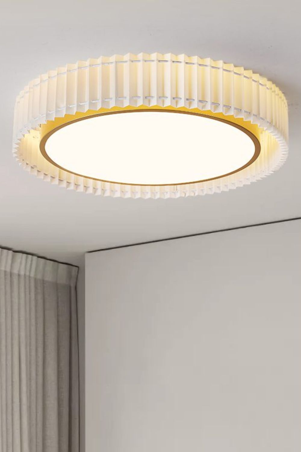 Round French Pastoral Pleated Fabric Ceiling Lamp - view 16 | morylighting