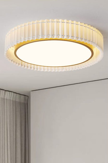 Round French Pastoral Pleated Fabric Ceiling Lamp - view 16 | morylighting