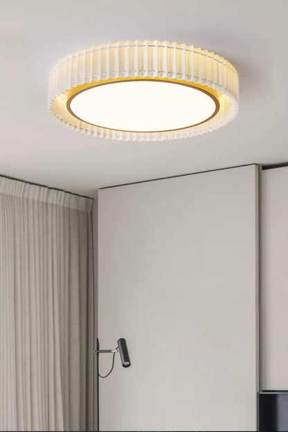 Round French Pastoral Pleated Fabric Ceiling Lamp - view 2 | morylighting