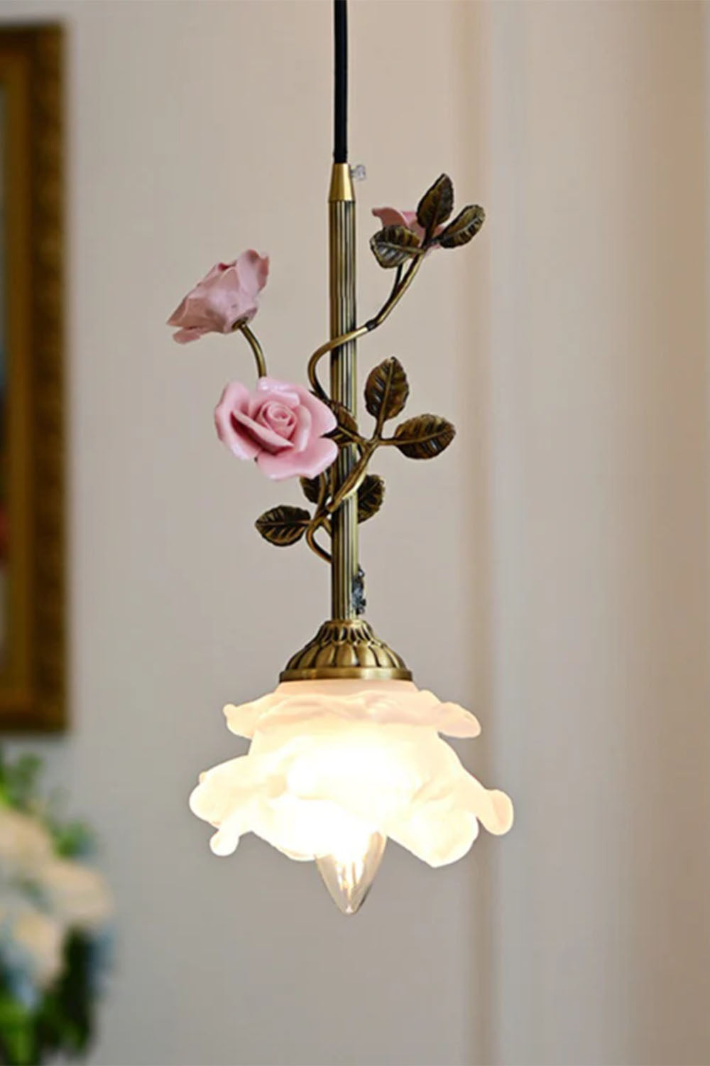 French Retro Glass Rose Chandelier - view 3 | morylighting
