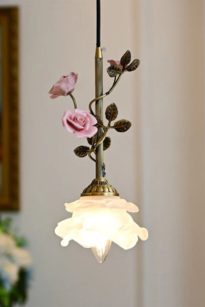 French Retro Glass Rose Chandelier - view 3 | morylighting