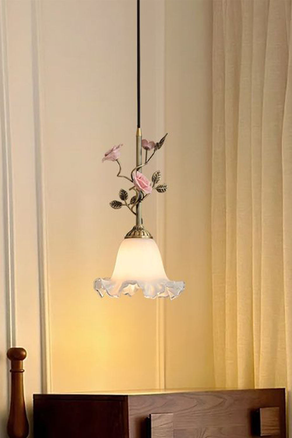 French Retro Glass Rose Chandelier - view 10 | morylighting