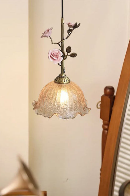 French Retro Glass Rose Chandelier - view 11 | morylighting