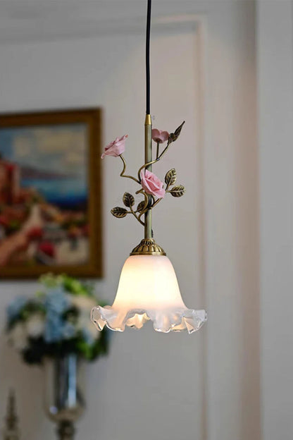 French Retro Glass Rose Chandelier - view 4 | morylighting