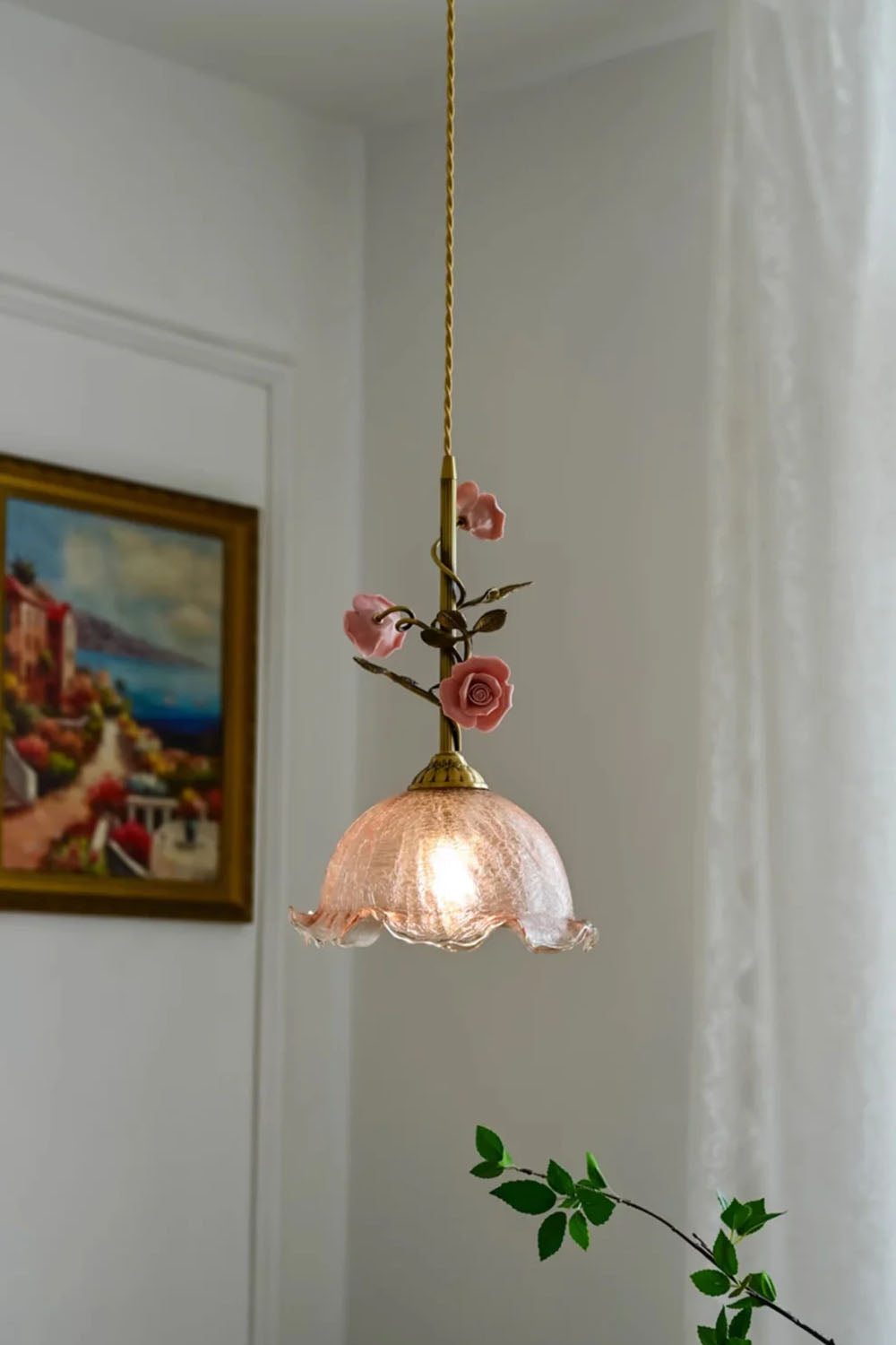 French Retro Glass Rose Chandelier - view 8 | morylighting