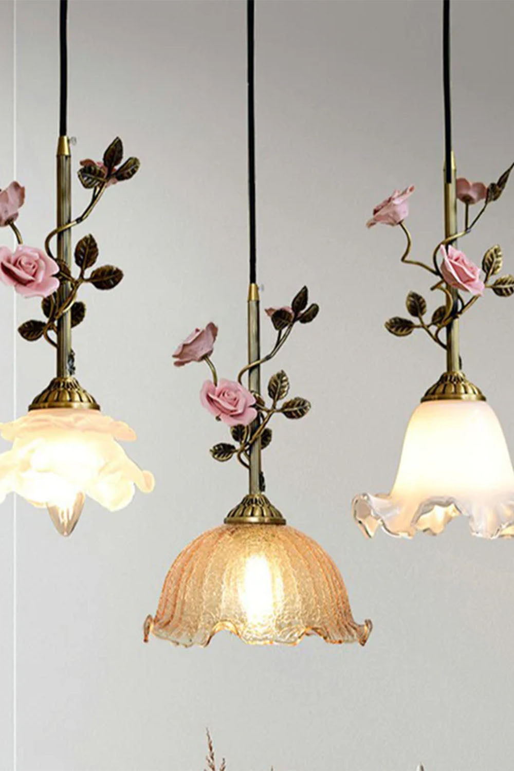 French Retro Glass Rose Chandelier - view 7 | morylighting