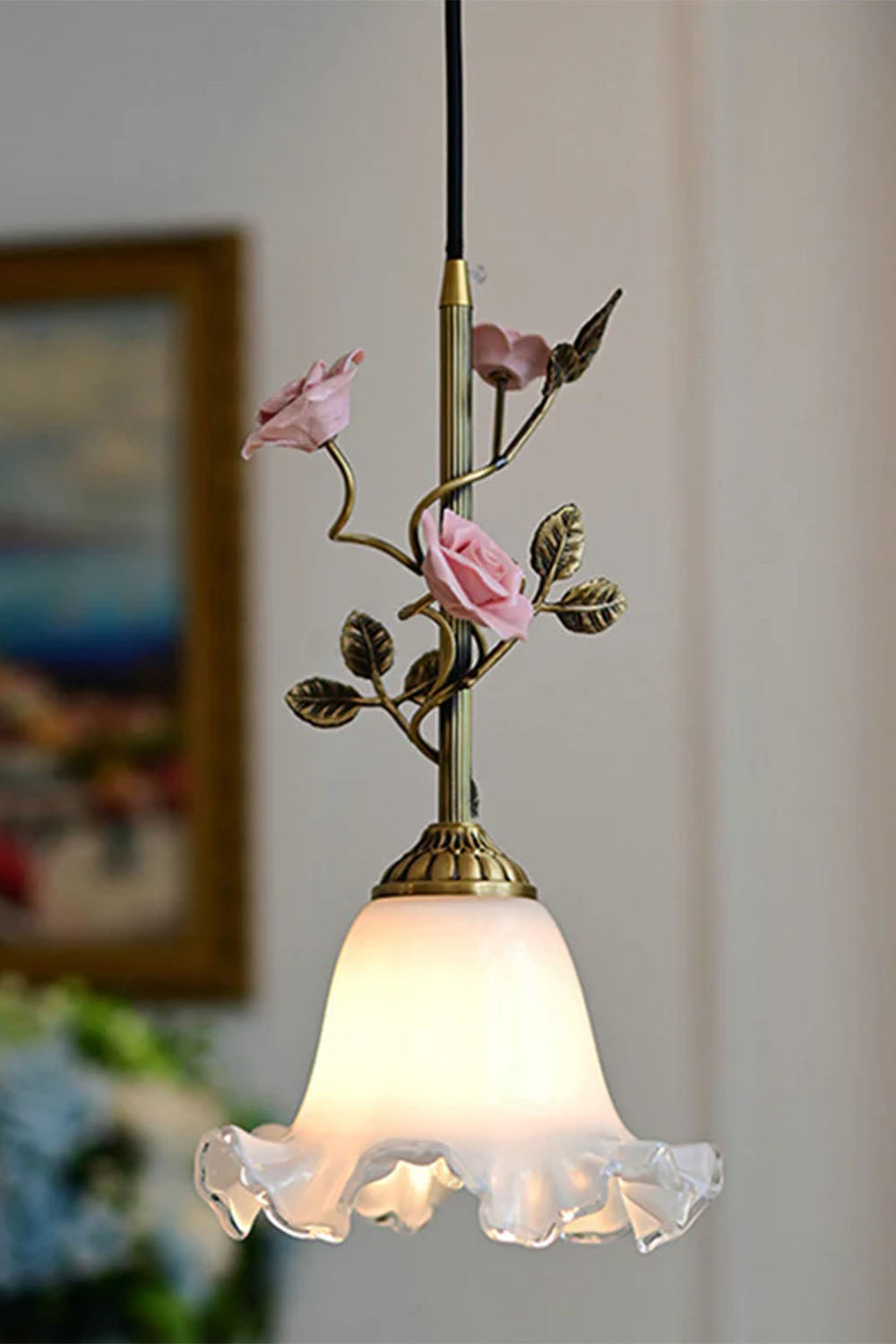 French Retro Glass Rose Chandelier - view 12 | morylighting