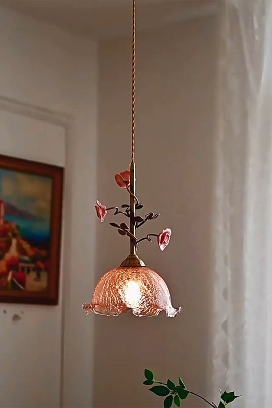 French Retro Glass Rose Chandelier - view 2 | morylighting
