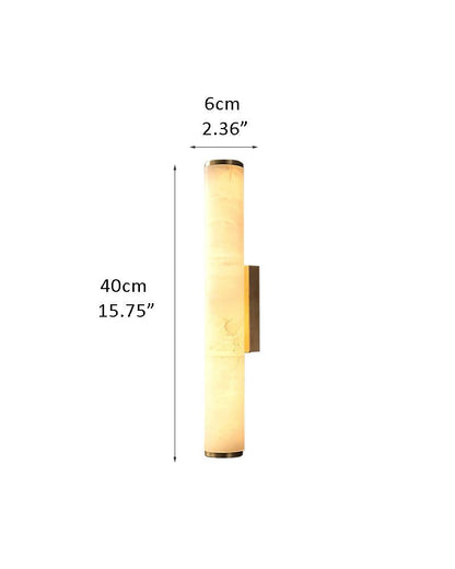 LED Copper Cylindrical Natural Marble Alabaster Wall Sconce Lamp