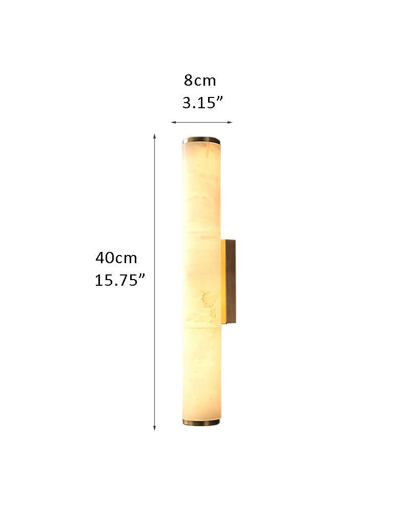 LED Copper Cylindrical Natural Marble Alabaster Wall Sconce Lamp