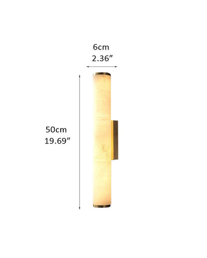 LED Copper Cylindrical Natural Marble Alabaster Wall Sconce Lamp