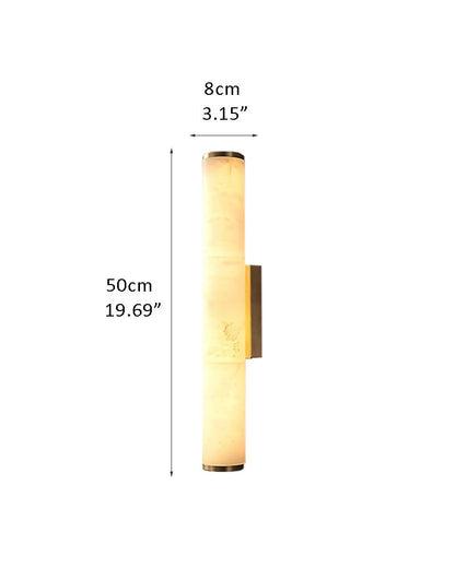 LED Copper Cylindrical Natural Marble Alabaster Wall Sconce Lamp