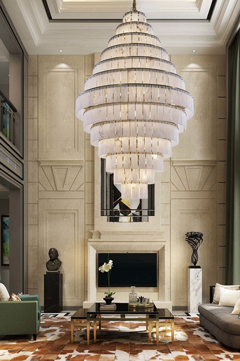 Giant Tiered Alabaster Foyer Chandelier - view 4 | morylighting