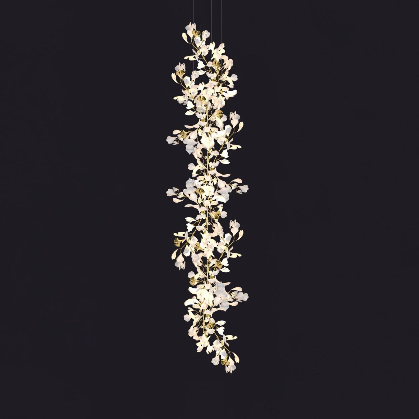 Gingko Leaves Ceramics Spiral Branch Chandelier