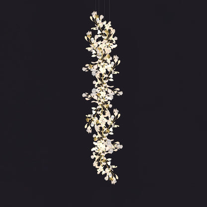 Gingko Leaves Ceramics Spiral Branch Chandelier