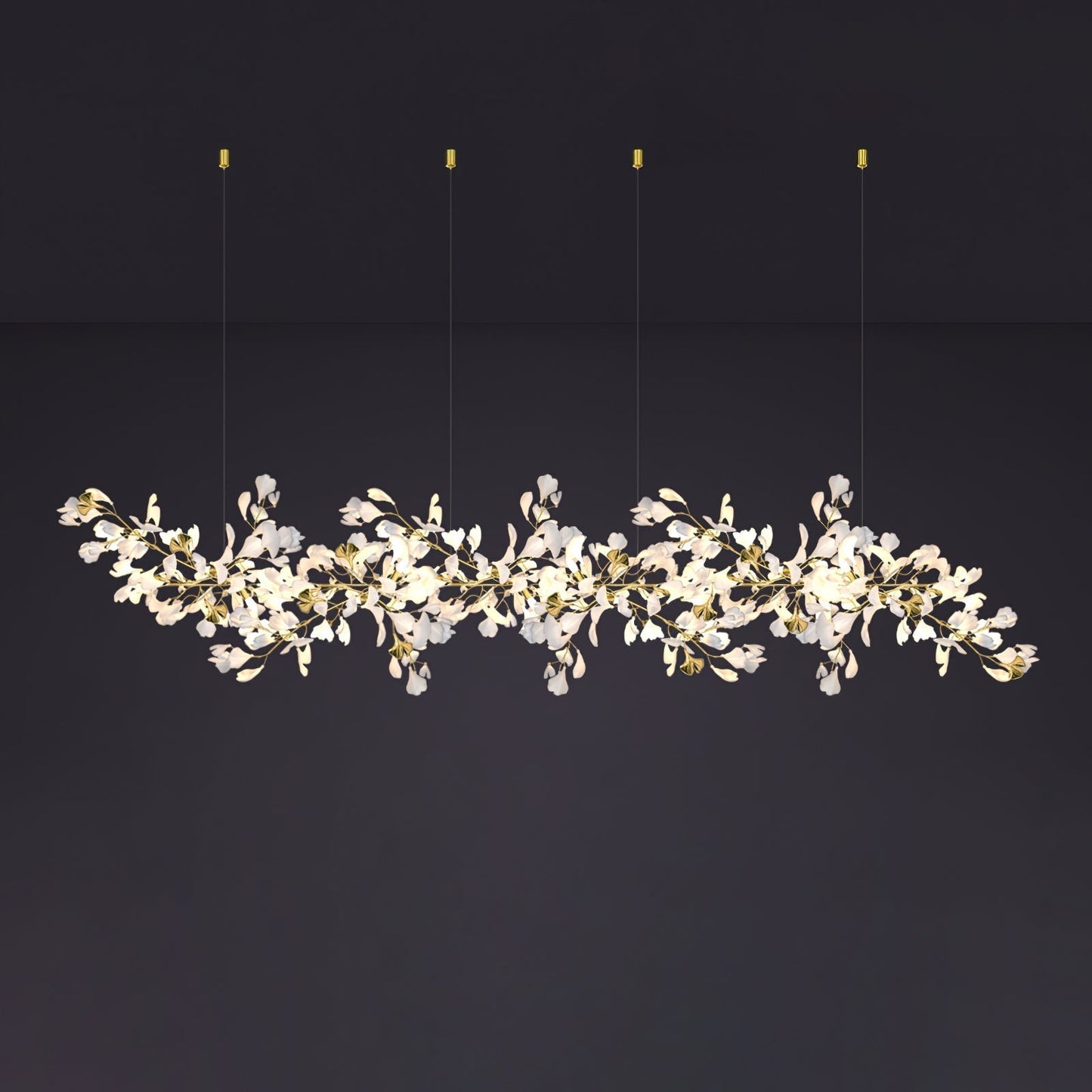 Gingko Leaves Ceramics Spiral Branch Chandelier